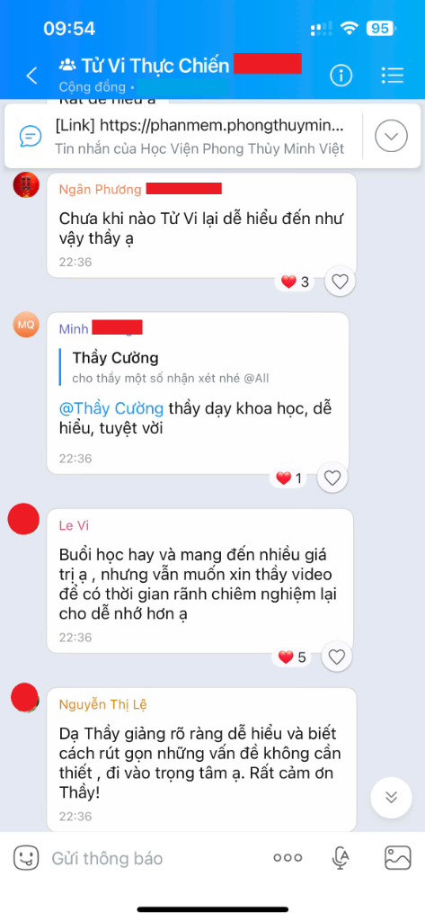 Phản hồi học viên lớp Tử Vi Thực Chiến